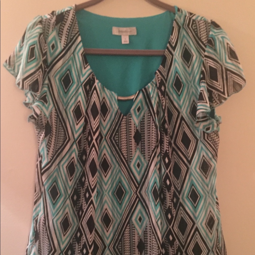Dress Barn Blue/White/Black Spring/Summer Blouse